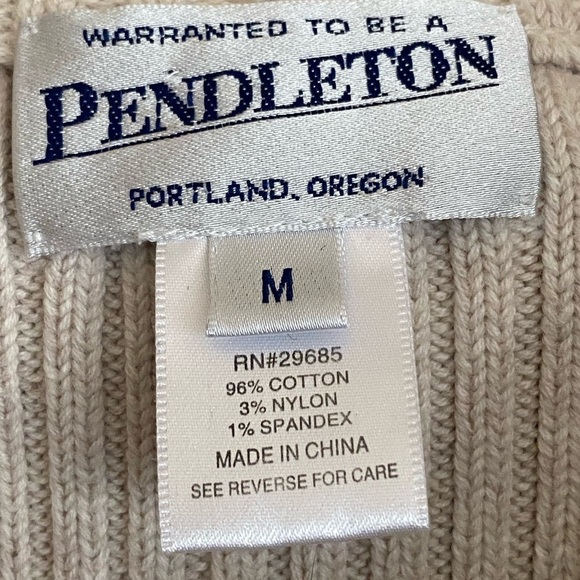 Vintage Pendleton Cable Knit Ribbed Cardigan Turtleneck Front Zip Size M…Brown - Picture 3 of 11